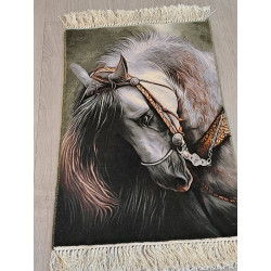 Persien Täbriz Araber Pferde Bild Wolle auf Seide Maß 75 x 46 cm