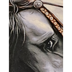 Persien Täbriz Araber Pferde Bild Wolle auf Seide Maß 75 x 46 cm