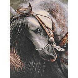 Persien Täbriz Araber Pferde Bild Wolle auf Seide Maß 75 x 46 cm