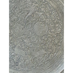 Persien antike Kupfer Kunst Platte mit Lebensbaum und Jagdszenen Maß 68 cm Durchmesser