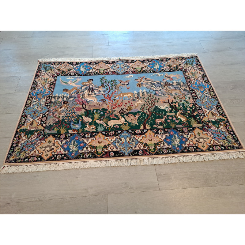 Persien Isfahan ca. 1000.000 Knoten pro m2 Querformat mit Seide Maß 167 x 109 cm