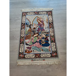 Persien Isfahan mit Seide Unikat Gedichte Gesang und Poesie Maß 120 x 80 cm