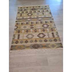 Indien Designer Kelim beidseitig Naturfarben Maß 200 x 140 cm