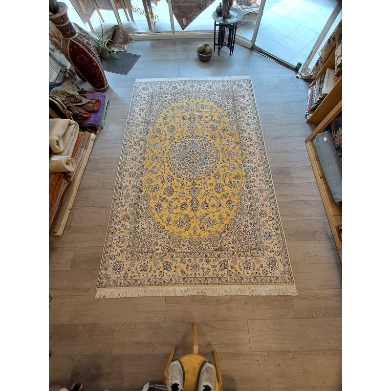 Persien Nain Golden mit Seide seltene Grundfarbe Sonderbestellung Maß 303 x 200 cm