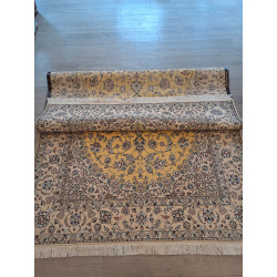 Persien Nain Golden mit Seide seltene Grundfarbe Sonderbestellung Maß 303 x 200 cm