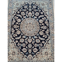 Persien Nain Königsblau mit Blumenseide Maß 158 x 102 cm