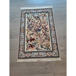 Persien Nain mit Seide Jagdszenen mit Paradiesvögel Unikat Maß 120 x 80 cm