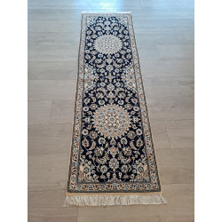 Persien Nain mit Blumenseide Königsblau Maß 200 x 62 cm