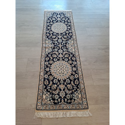 Persien Nain mit Blumenseide Königsblau Maß 200 x 62 cm
