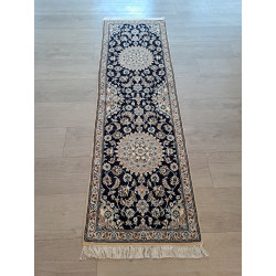 Persien Nain mit Blumenseide Königsblau Maß 200 x 62 cm