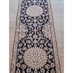 Persien Nain mit Blumenseide Königsblau Maß 200 x 62 cm