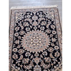 Persien Nain mit Blumenseide Königsblau Maß 200 x 62 cm
