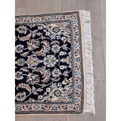 Persien Nain mit Blumenseide Königsblau Maß 200 x 62 cm