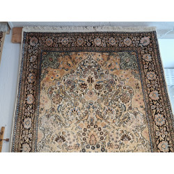 Kaschmir Seide feine Knüpfung Lebensbaum mit Paradiesvögeln Maß 182 x 118 cm