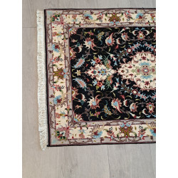 Persien Täbriz Königsblau mit Blumenseide feine Knüpfung Maß 300 x 80 cm