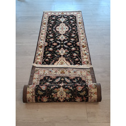 Persien Täbriz Königsblau mit Blumenseide feine Knüpfung Maß 300 x 80 cm