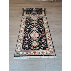Persien Täbriz Königsblau mit Blumenseide feine Knüpfung Maß 300 x 80 cm