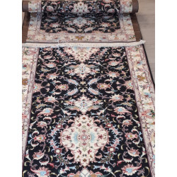 Persien Täbriz Königsblau mit Blumenseide feine Knüpfung Maß 300 x 80 cm